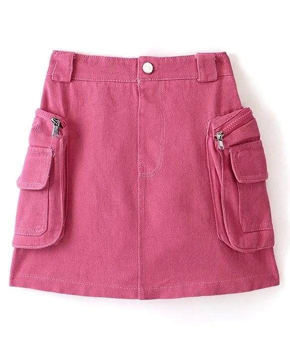 Kookie Kids Mid Thigh Length Solid Skirt - Fuchsia